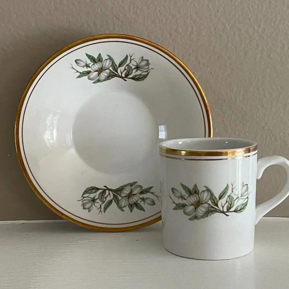 VTG Staffordshire Ambassador, Demitasse / Espresso Cup & Saucer, Dogwood, Floral